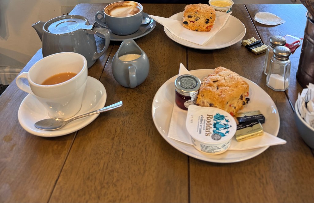 Scones and tea and coffee